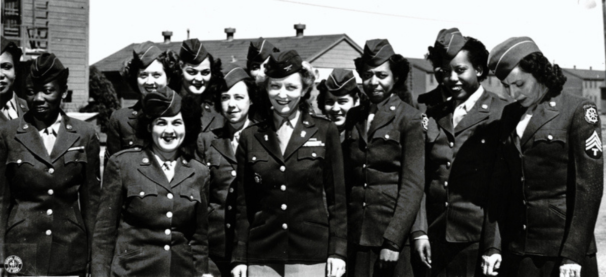 Group of Black and white female Soldiers in dress uniforms