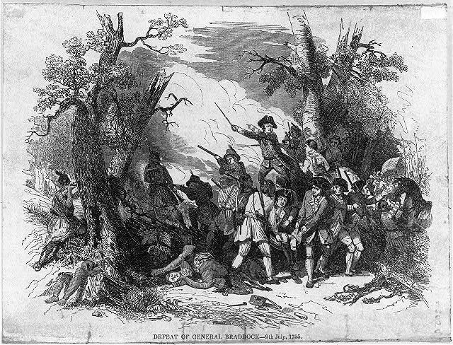 Drawing depicting soldiers engaged in battle surrounded by trees