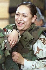 Lori Ann Piestewa in uniform laughing