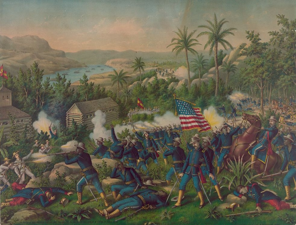 Black Soldiers defending a hill with Palm trees in the background