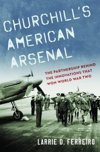 Book cover featuring a parked plane on the left flanked by American Soldiers saluting Winston Churchill as he walks by on the right followed by officers in uniform. 