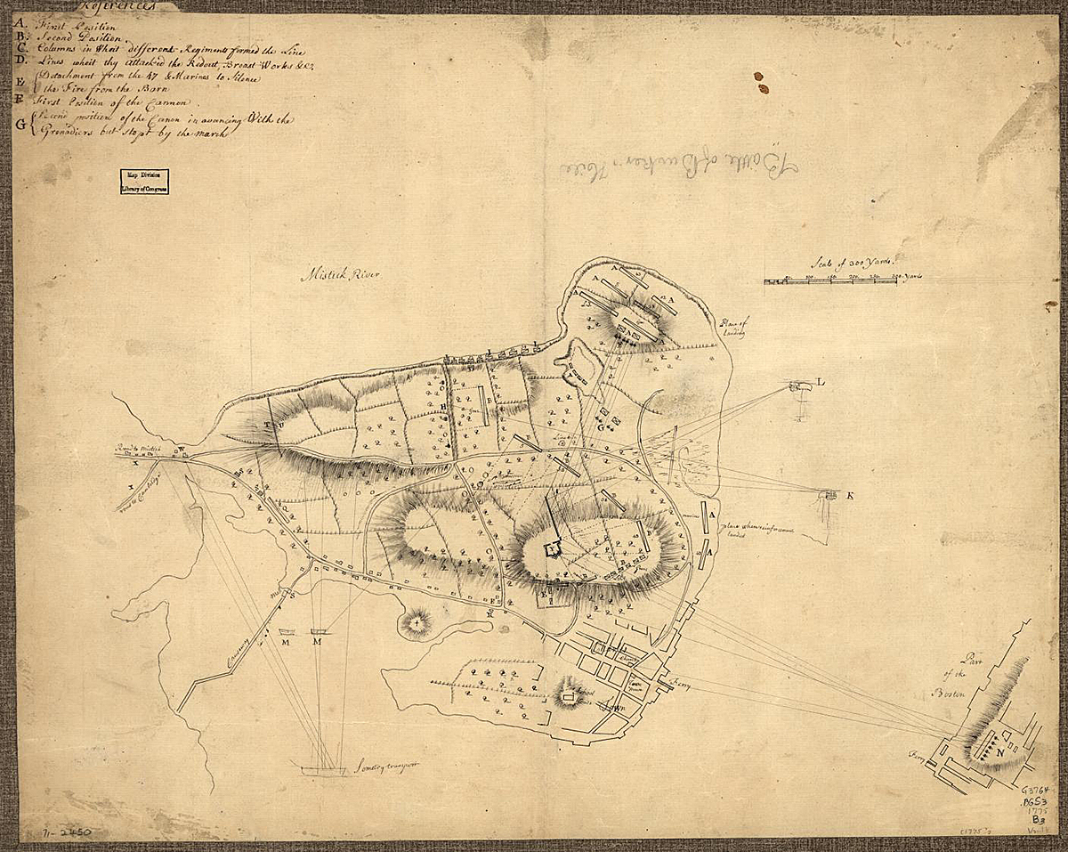 Battle of Bunker Hill. [?, 1775] Map. Library of Congress.