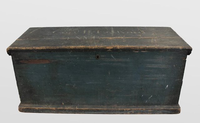 Wooden chest.  Object ID 2021.FIC.9. Courtesy of The Fort Ticonderoga Museum Collection.
