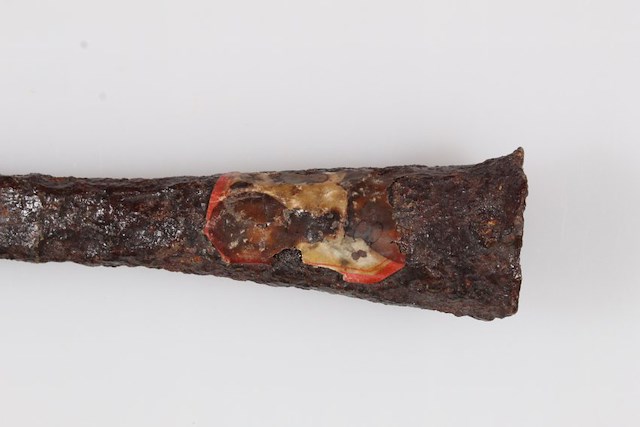 Complete chisel with unreadable old tag on blade. Object ID 2017.B.64.1042. Courtesy of The Fort Ticonderoga Museum Collection.