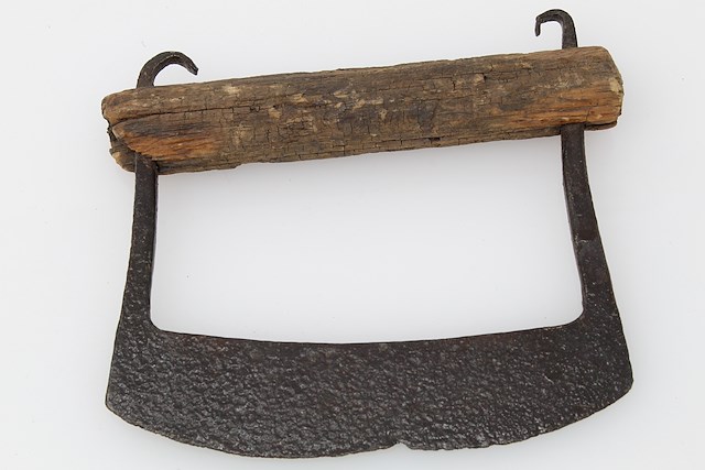 Iron chopper with wood handle. Object ID MC407. Courtesy of The Fort Ticonderoga Museum Collection.