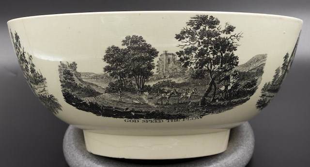 Creamware punch bowl. Object ID 2022.2.41. Courtesy of The Fort Ticonderoga Museum Collection.