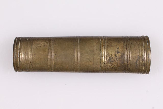 Brass writing case with inkwell and pen holders. Object ID 2005.0036.002. Courtesy of The Fort Ticonderoga Museum Collection.