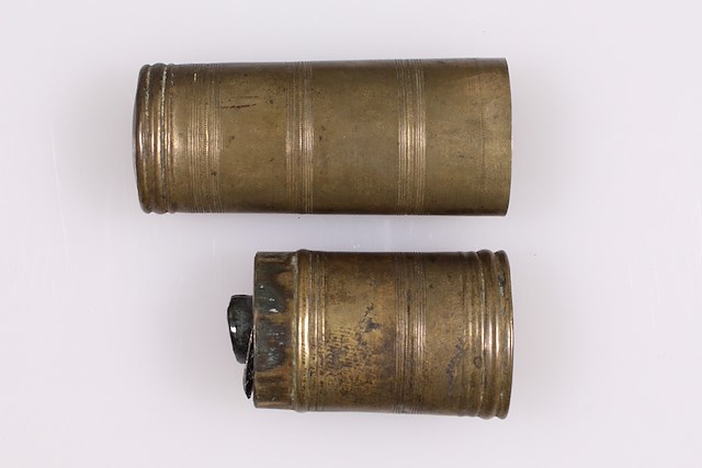 Brass writing case with inkwell and pen holders. Object ID 2005.0036.002. Courtesy of The Fort Ticonderoga Museum Collection.