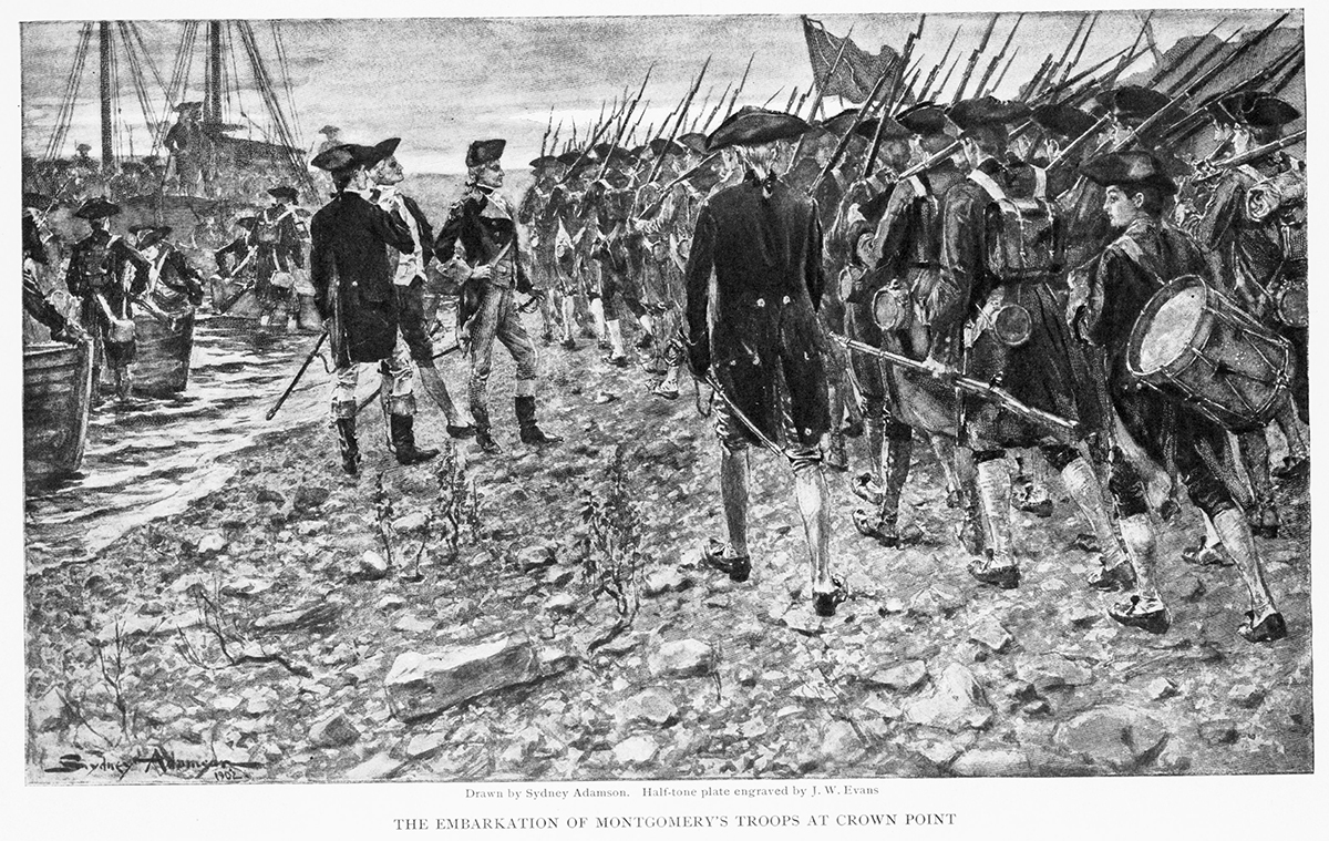The Miriam and Ira D. Wallach Division of Art, Prints and Photographs: Picture Collection, The New York Public Library. “The embarkation of Montgomery’s troops at Crown Point, Canada” New York Public Library Digital Collections.