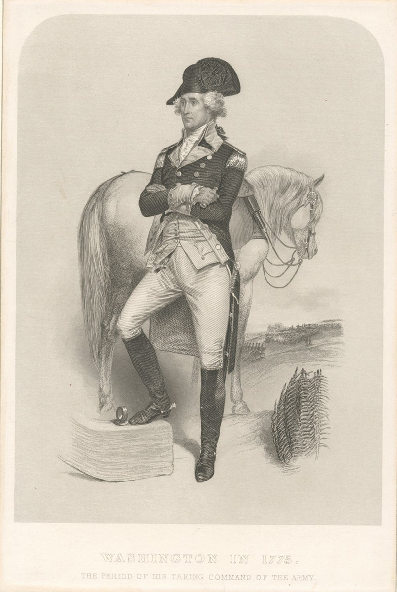 The Miriam and Ira D. Wallach Division of Art, Prints and Photographs: Print Collection, The New York Public Library. “Washington in 1775. The period of his taking command of the army. From the original by Alonzo Chappel, in the possession of the Publishers. ” New York Public Library Digital Collections.