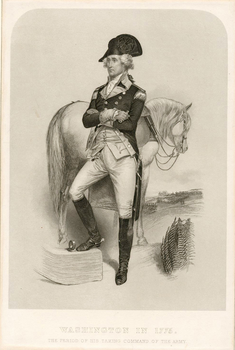 The Miriam and Ira D. Wallach Division of Art, Prints and Photographs: Print Collection, The New York Public Library. “Washington in 1775, the period of his taking command of the army.” New York Public Library Digital Collections.