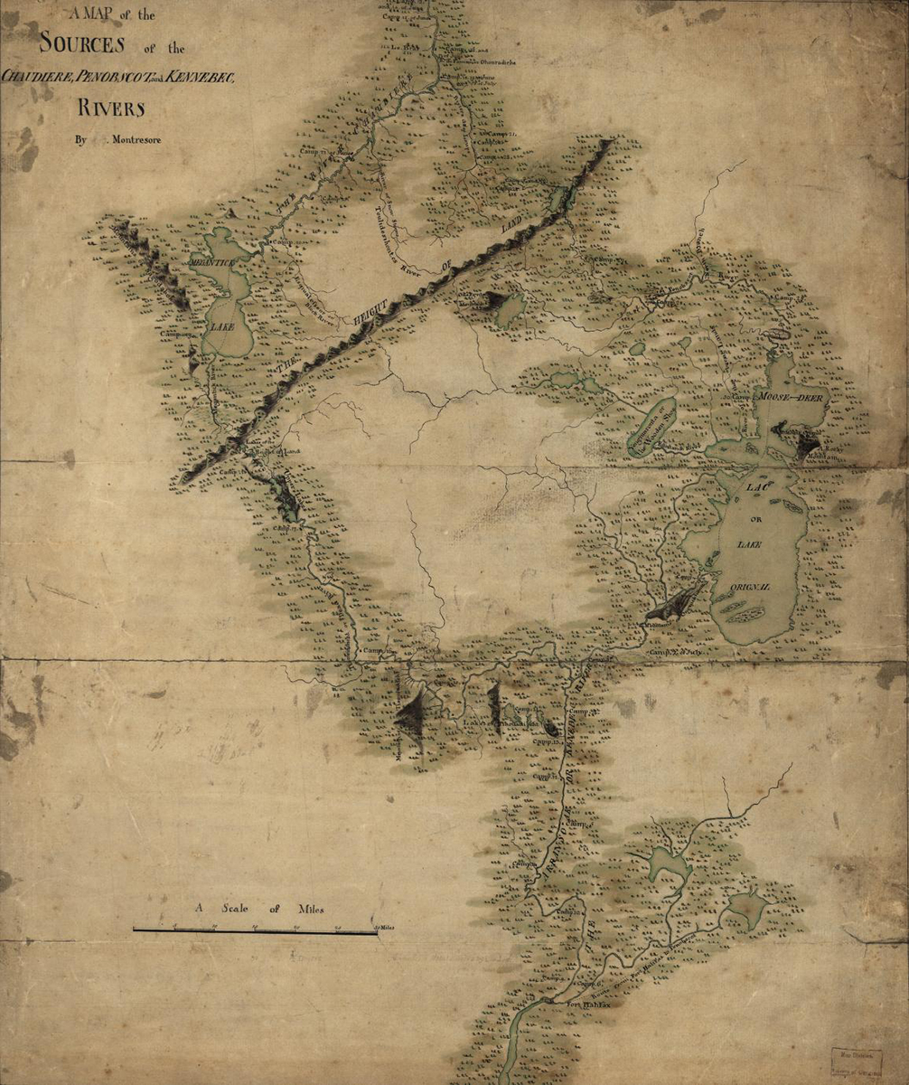 Montrésor, John. A map of the sources of the Chaudière, Penobscot, and Kennebec rivers. [?, 1761] Map.