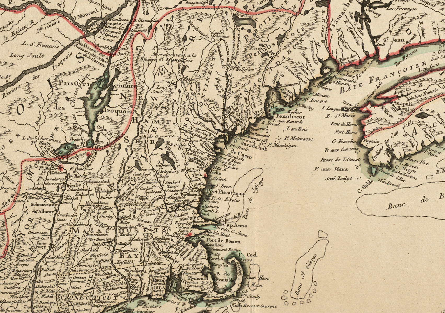 Detail from Mitchell, John, and France) Hôtel de Soubise (Paris. “Partie septentrionale des possessions angloise en Amérique.” Map. Paris: Hôtel de Soubise, 1778. Norman B. Leventhal Map & Education Center,