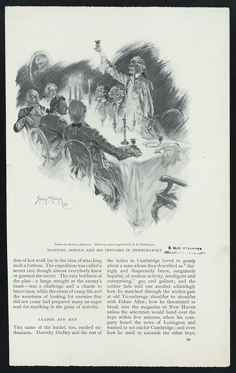 The Miriam and Ira D. Wallach Division of Art, Prints and Photographs: Print Collection, The New York Public Library. “Toasting Arnold and his officers in Newburyport.” New York Public Library Digital Collections.