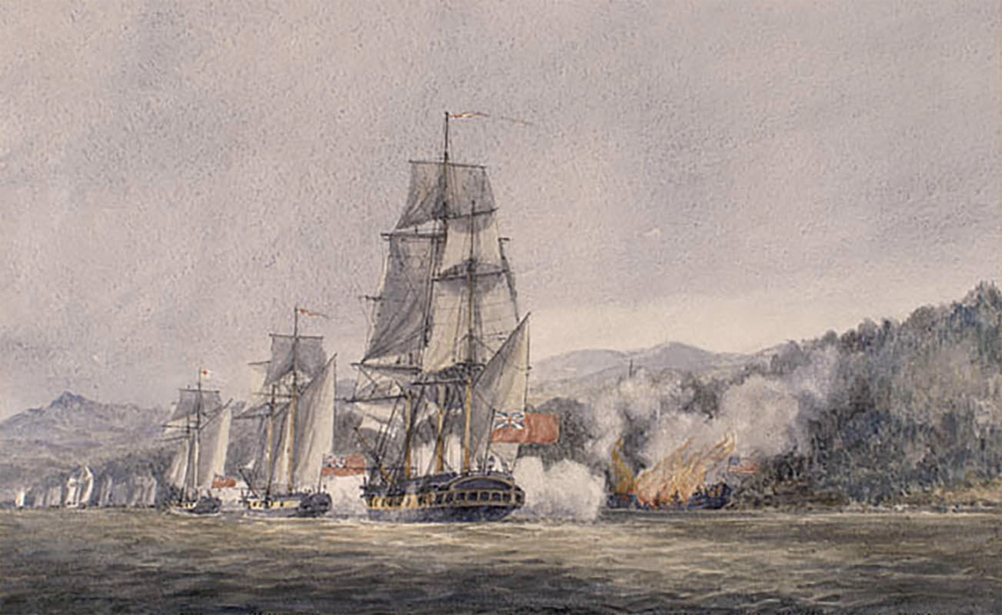 Unknown author. “Battle of Valcour Island”  National Archives of Canada: (Library and Archives Canada, Acc. No. 1970-188-498 Coverdale Collection of Canadiana, MIKAN no. 2837814)