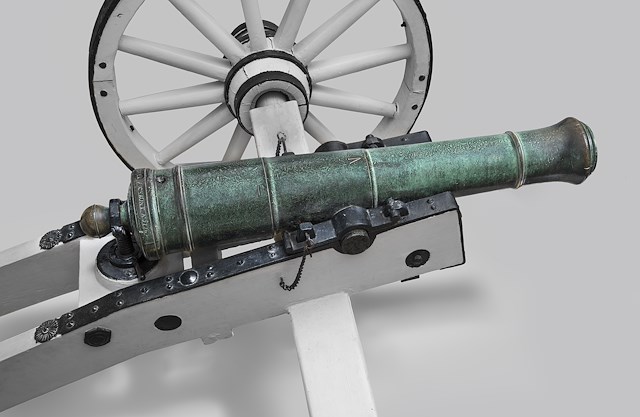British bronze 3 pounder Congreve Pattern gun made by the Verbruggens at the Royal Arsenal, Woolwich. Object ID 1999.1179. Courtesy of the Fort Ticonderoga Museum Collection.