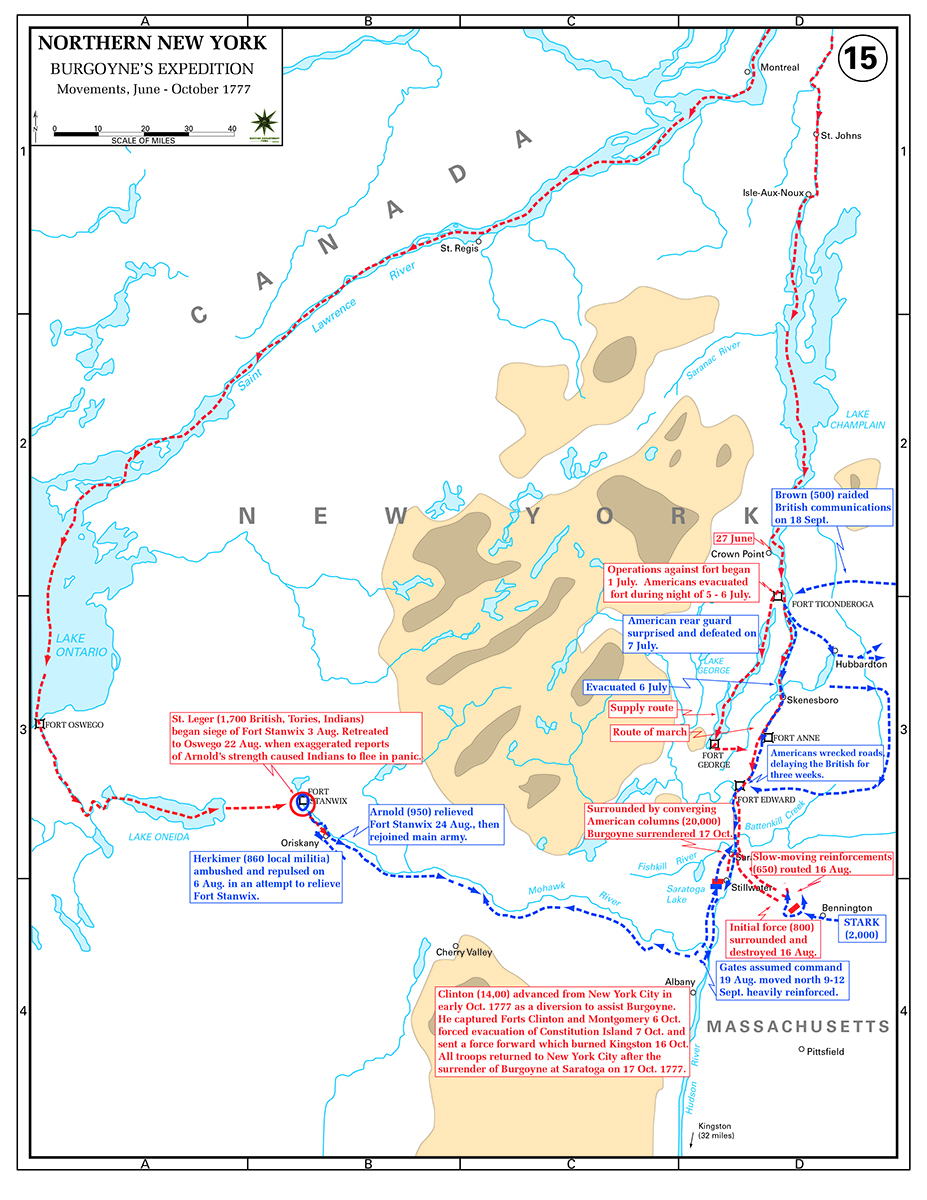 Map of Burgoyne’s Expedition, June-October 1777. Courtesy of the United States Military Academy.