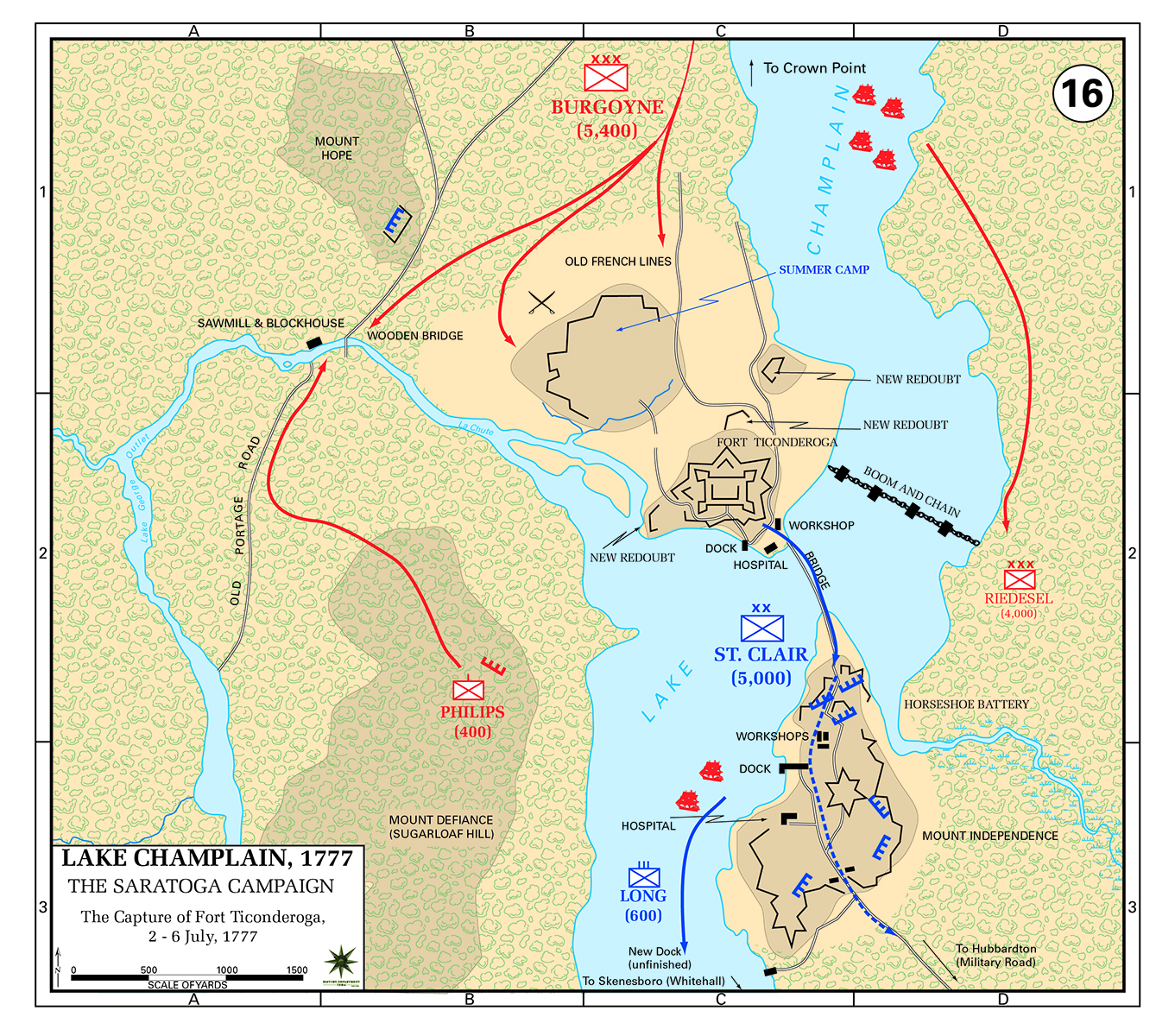 Lake Champlain, 1777. The Saratoga Campaign. Courtesy of the United States Military Academy.