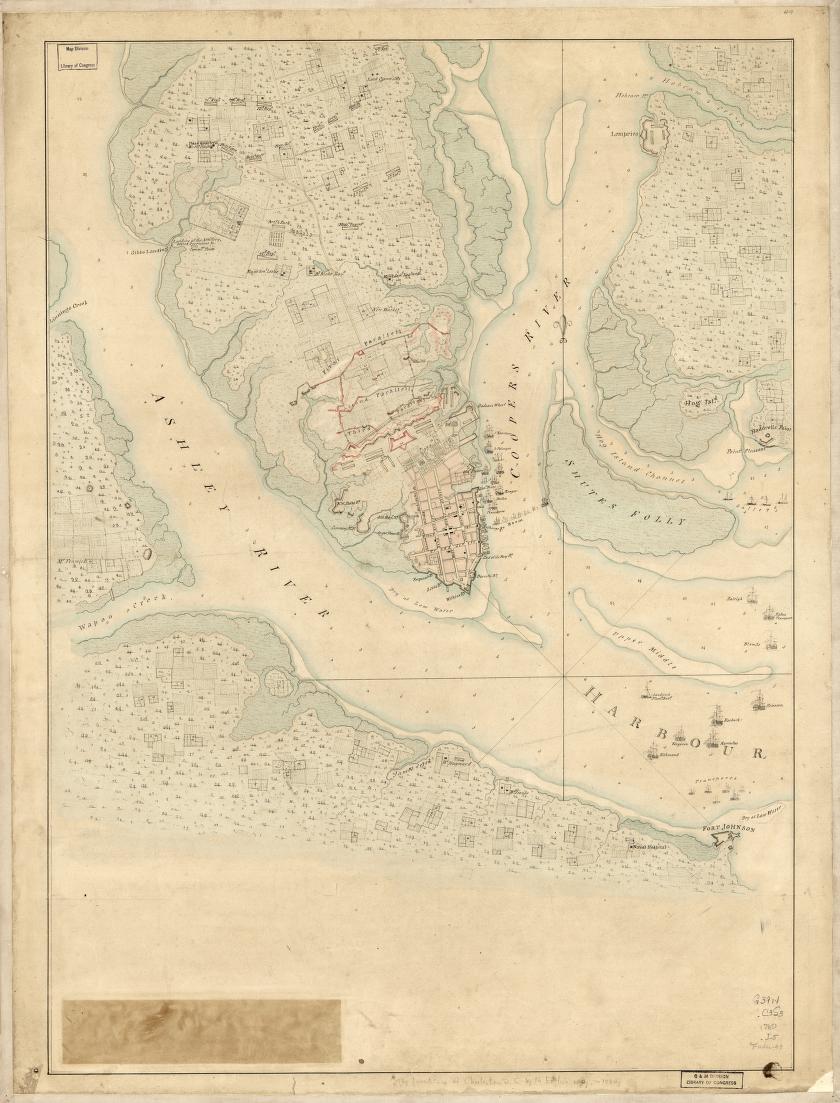 The Investiture of Charleston, S.C. by the English army, in . With the position of each corps. [?, 1780] Map.