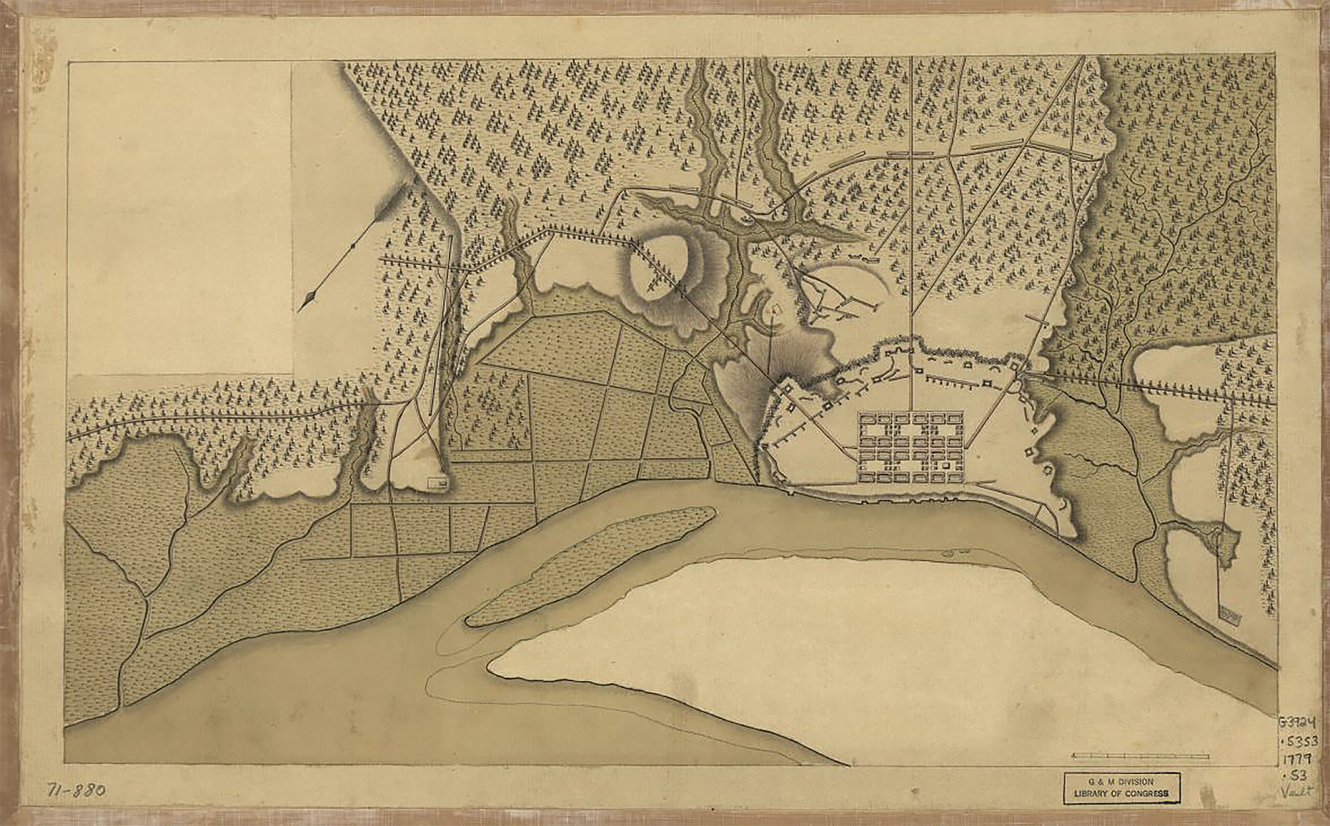 Savannah and Its Environs. [1779] Map. Library of Congress.