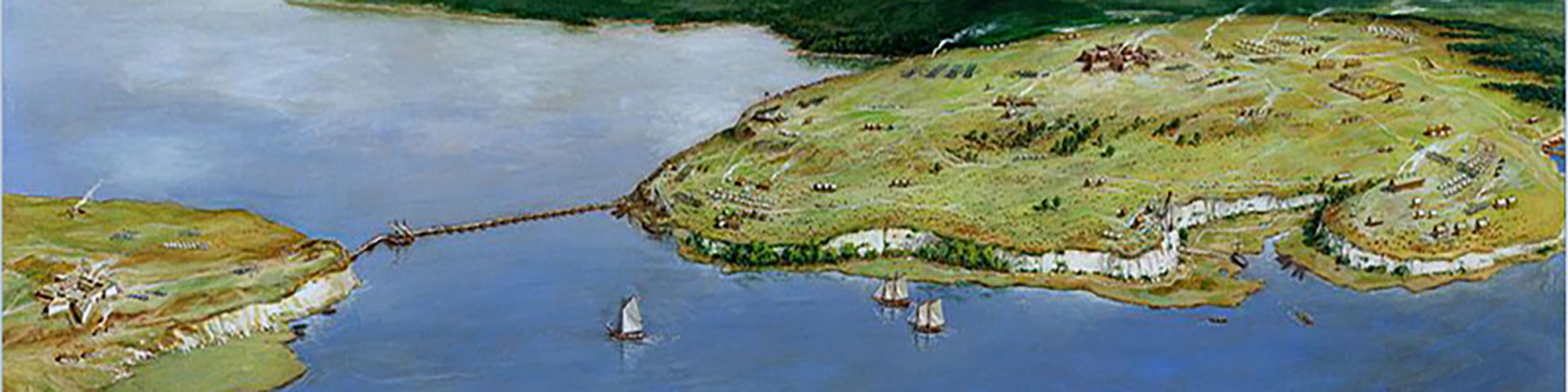 Painting of Fort Ticonderoga and Mount Independence, courtesy of the Historic Sites Vermont government webpage.