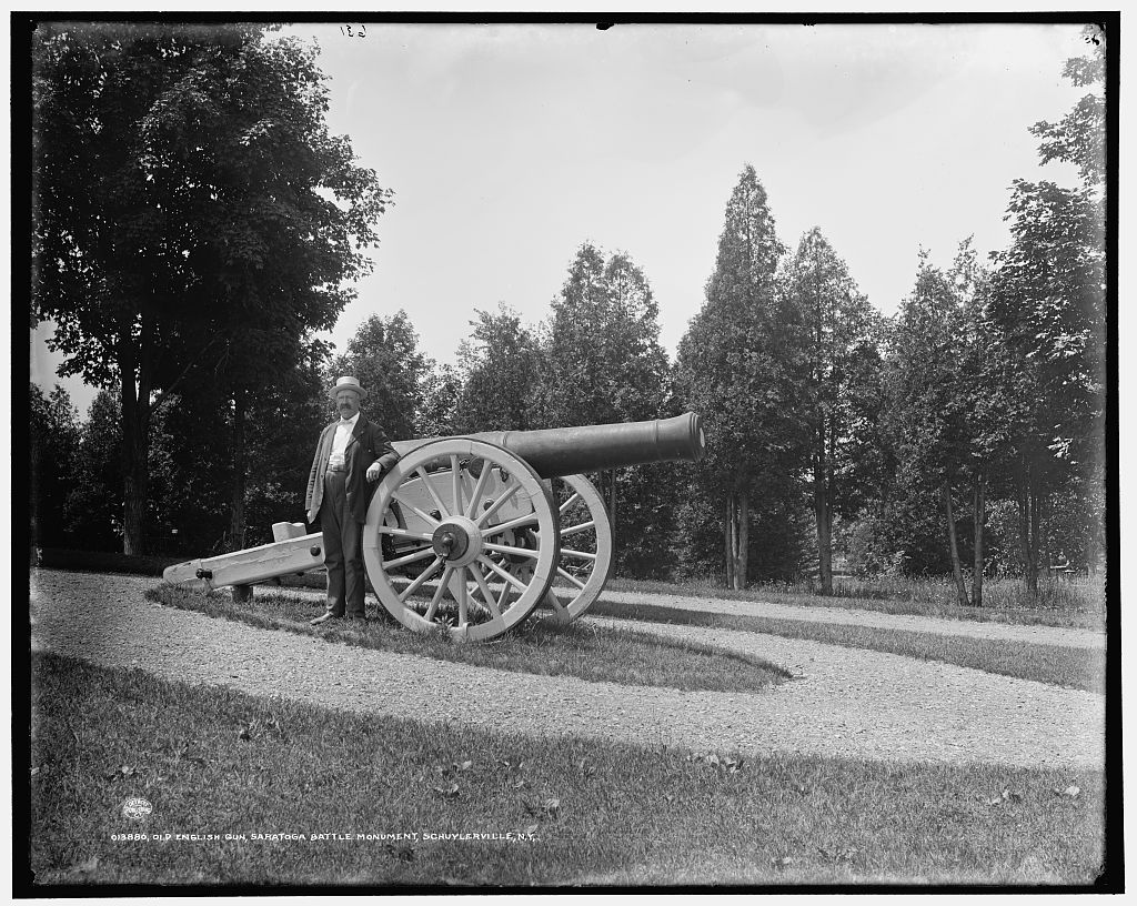 Detroit Publishing Co., Publisher. Old English gun, Saratoga Battle Monument, Schuylerville, N.Y. New York State Schuylerville United States New York, ca. 1900. Photograph. Library of Congress.