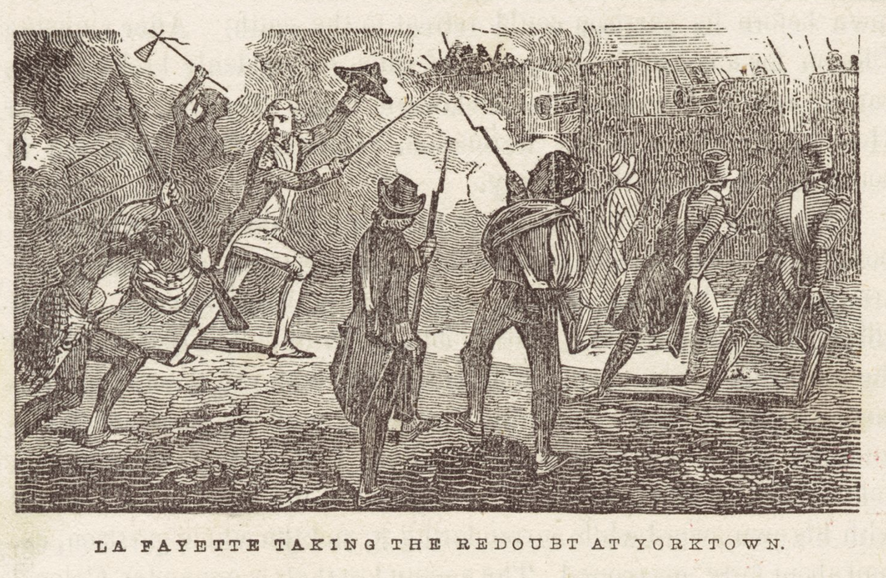 The Miriam and Ira D. Wallach Division of Art, Prints and Photographs: Picture Collection, The New York Public Library. “La Fayette taking the redoubt at Yorktown” New York Public Library Digital Collections.