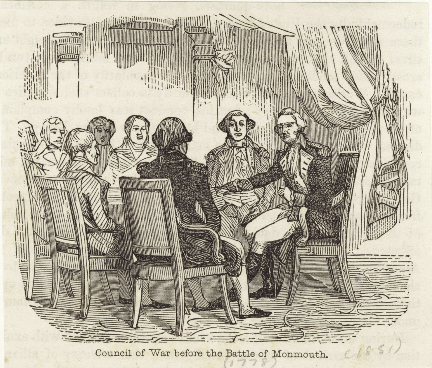 The Miriam and Ira D. Wallach Division of Art, Prints and Photographs: Picture Collection, The New York Public Library. “Council of War before the Battle of Monmouth” New York Public Library Digital Collections.