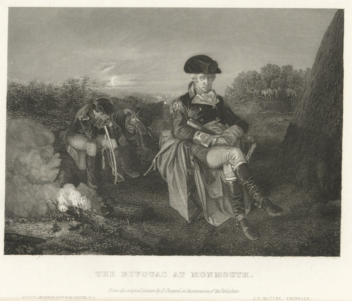 The Miriam and Ira D. Wallach Division of Art, Prints and Photographs: Print Collection, The New York Public Library. “The bivouac at Monmouth” New York Public Library Digital Collections.
