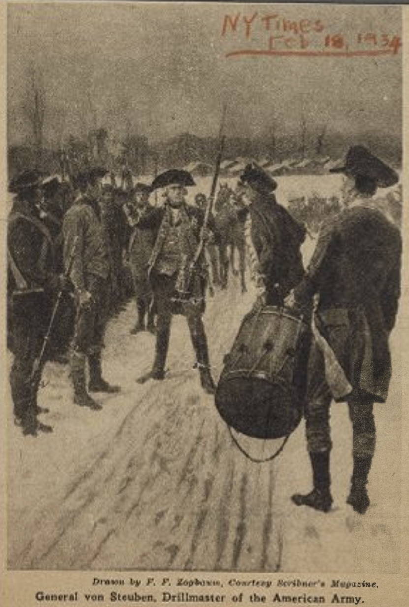 The Miriam and Ira D. Wallach Division of Art, Prints and Photographs: Print Collection, The New York Public Library. “General von Steuben, drillmaster of the American Army” New York Public Library Digital Collections.