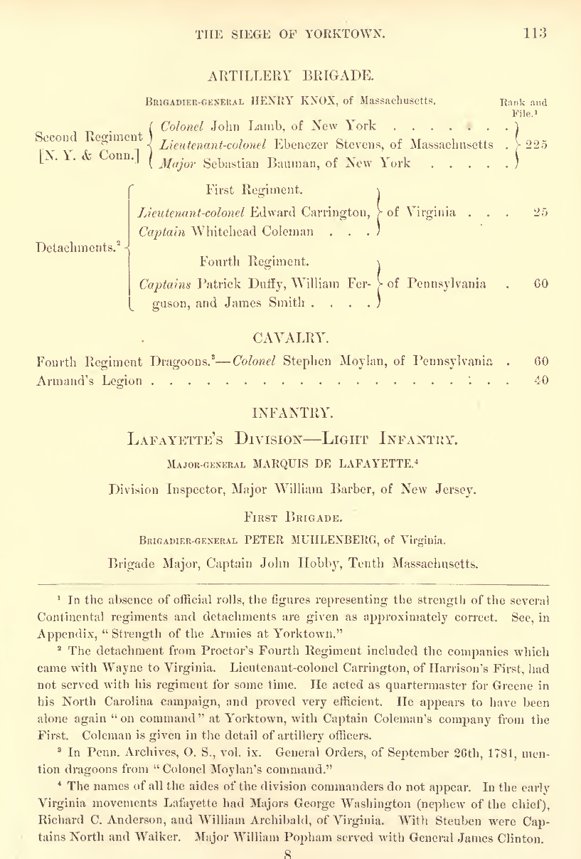 Henry P. Johnston. “The Yorktown Campaign and the Surrender of Cornwallis 1781.” New York: Harper and Brothers, 1881. p. 113.