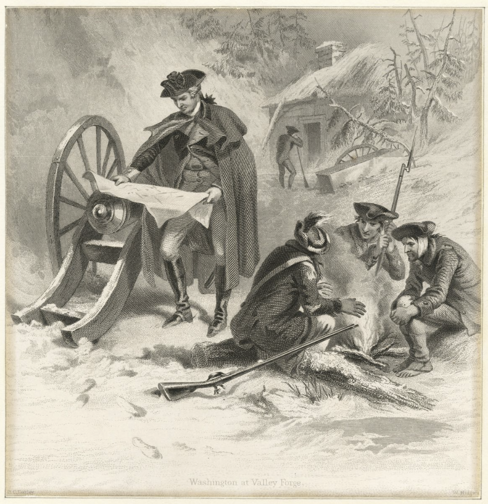 The Miriam and Ira D. Wallach Division of Art, Prints and Photographs: Print Collection, The New York Public Library. “Washington at Valley Forge” New York Public Library Digital Collections.
