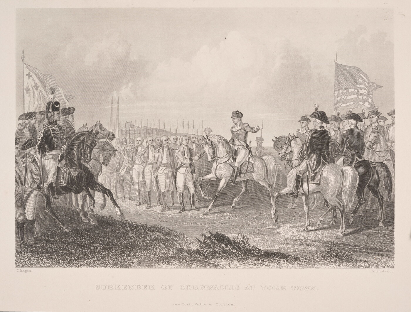 The Miriam and Ira D. Wallach Division of Art, Prints and Photographs: Print Collection, The New York Public Library. “Moore’s house, at Yorktown, Virginia. In which Lord Cornwallis signed articles of capitulation to the combined American and French forces, October 19, 1781” New York Public Library Digital Collections.