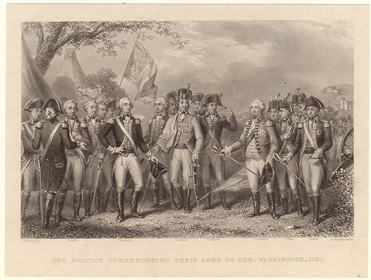The Miriam and Ira D. Wallach Division of Art, Prints and Photographs: Picture Collection, The New York Public Library. “The British surrendering their arms to Gen. Washington, 1781” New York Public Library Digital Collections